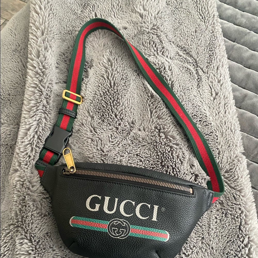 Gucci Print Belt Bag Vintage Logo Small Black - Picture 2 of 10